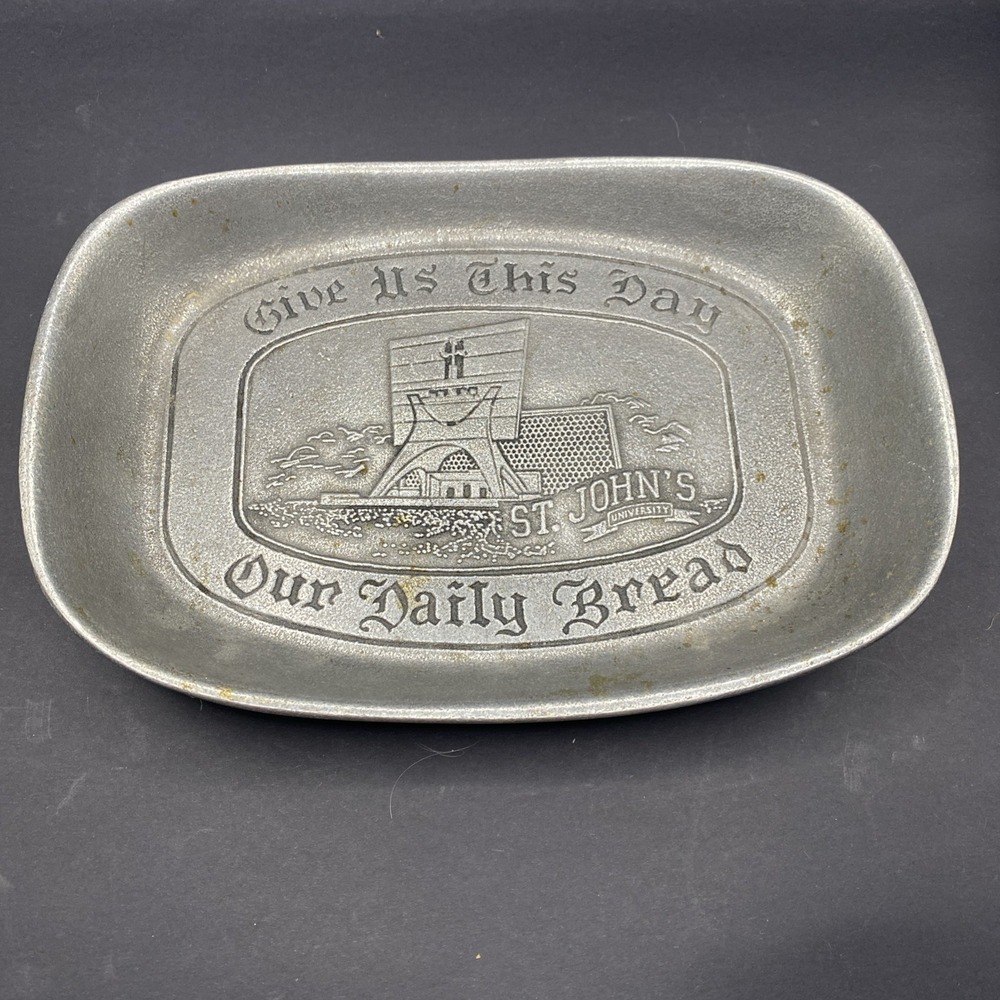 Vintage Wilton Armetale St. John's University Abbey Church Bread Tray Pewter